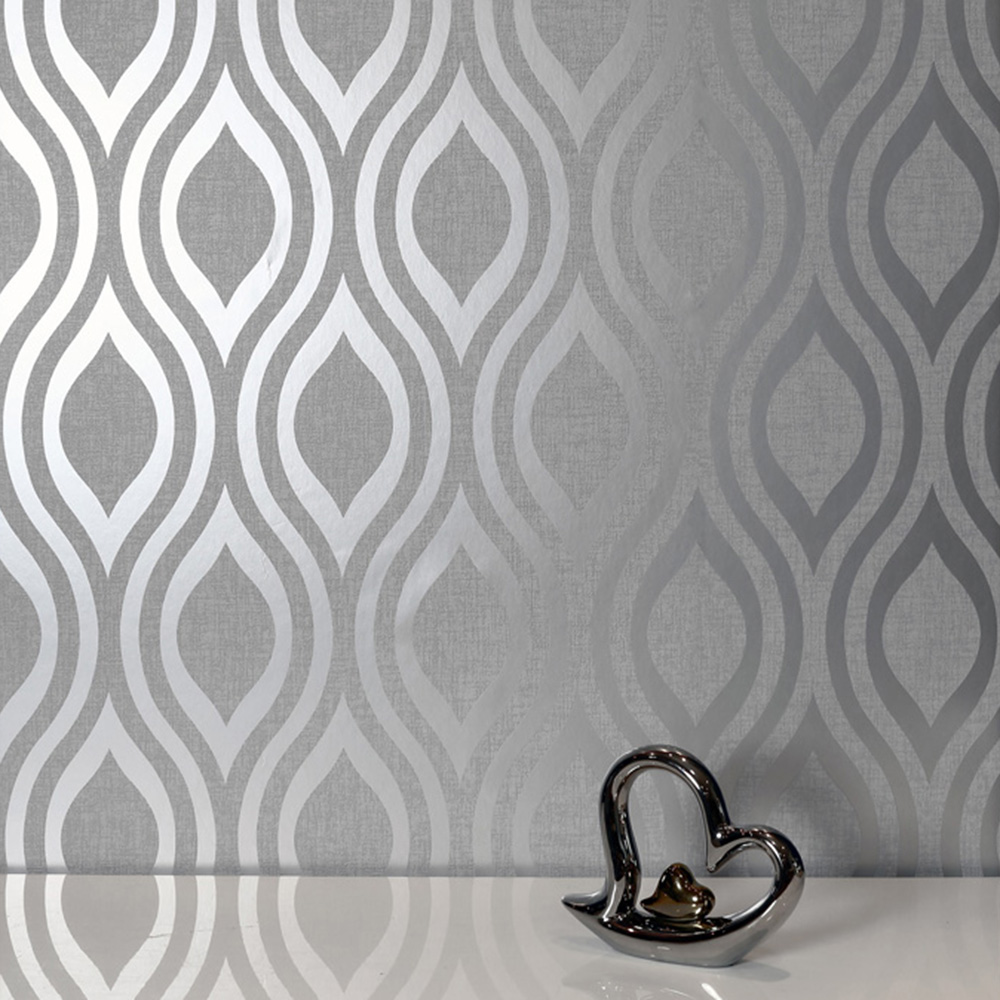 Arthouse Luxe Ogee Silver Wallpaper Image 3