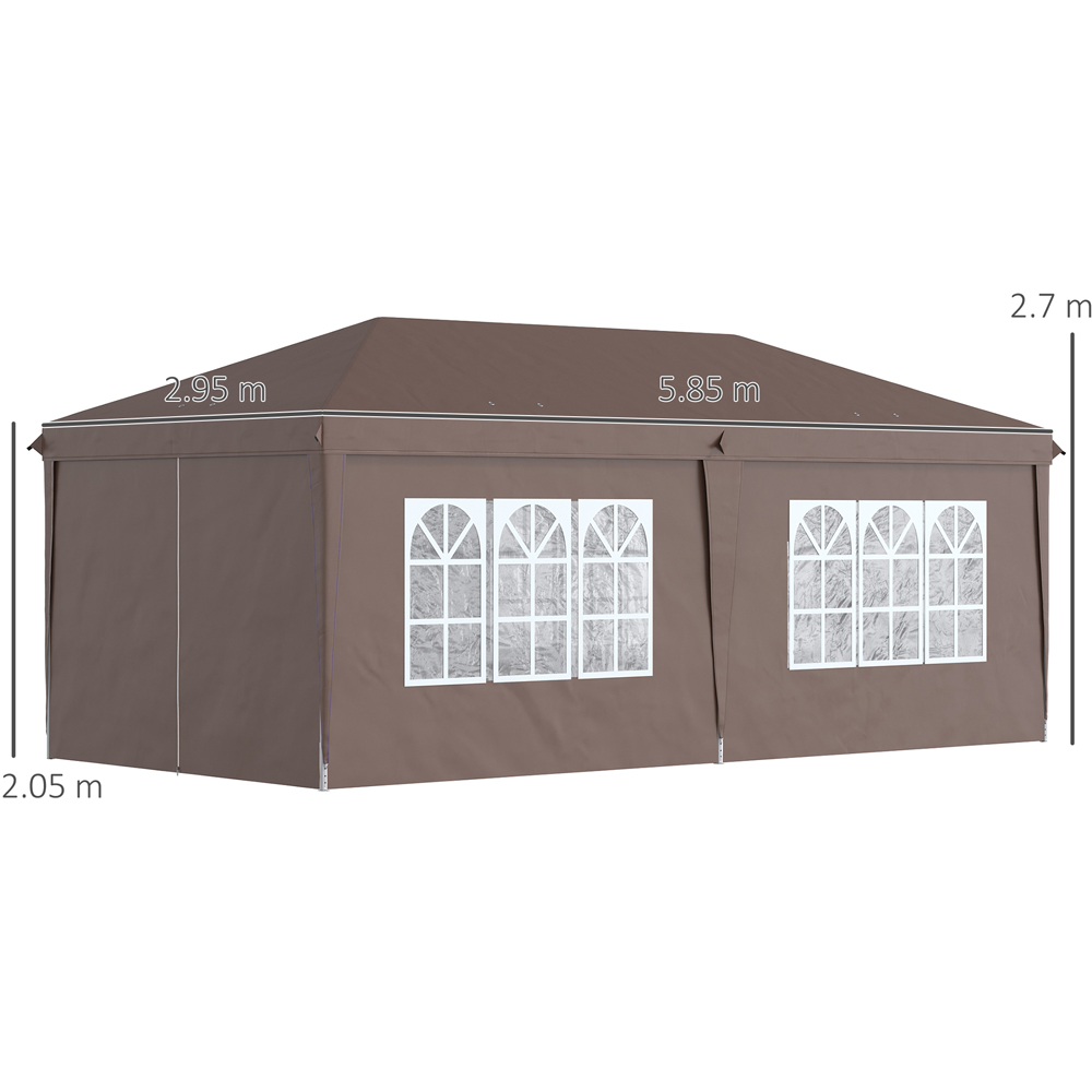 Outsunny 3 x 4m Brown Pop Up Gazebo with Sides Image 7