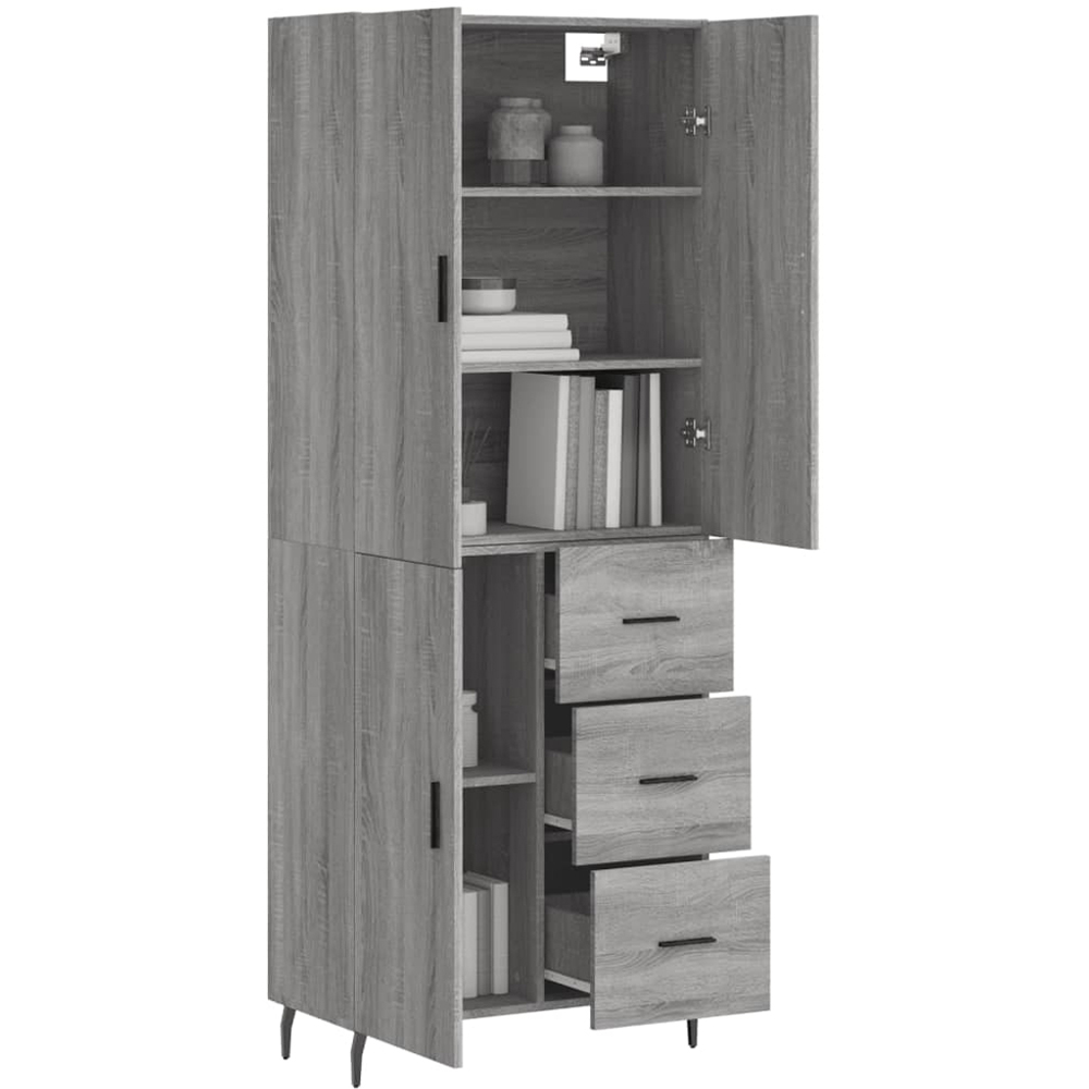 vidaXL 3 Door 3 Drawer Grey Sonoma Highboard Image 3