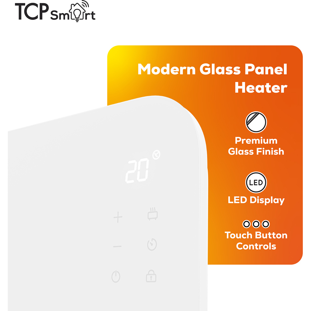 TCP Smart Moonlit White Glass Panel Heater with Energy Monitoring 2000W Image 4