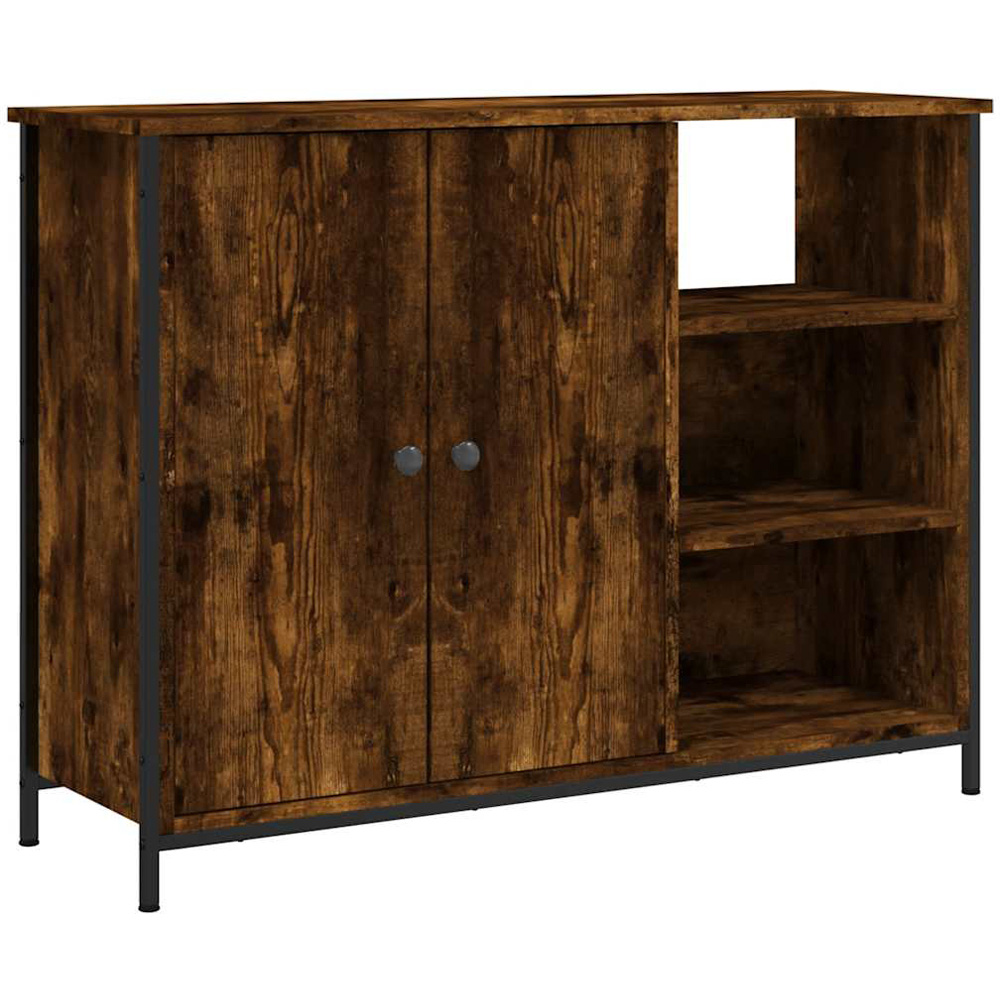 vidaXL 2 Door 3 Shelf Smoked Oak Sideboard Image 2