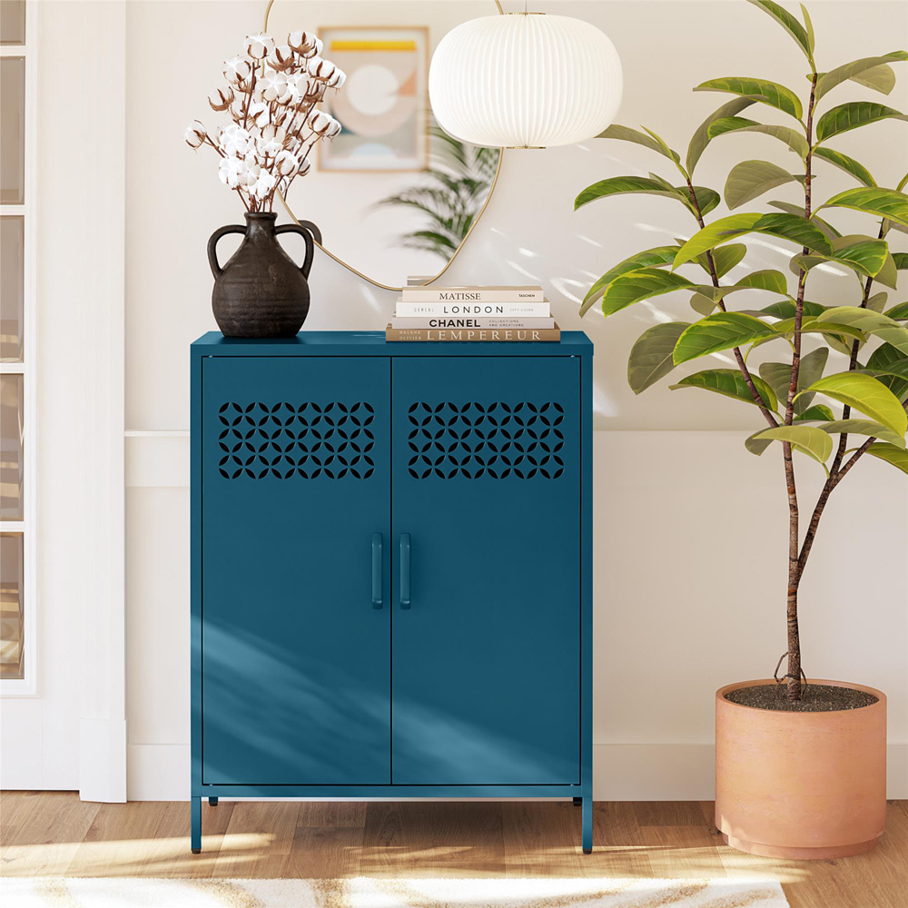 Dorel Annie 2 Door Deep Blue Storage Cabinet Image 9