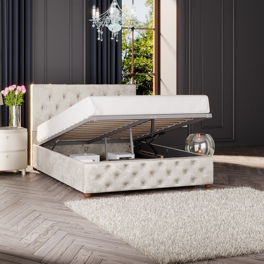 Laurence Llewelyn-Bowen Luna King Size Pearl Mirazzi Velvet Ottoman Bed Image 2