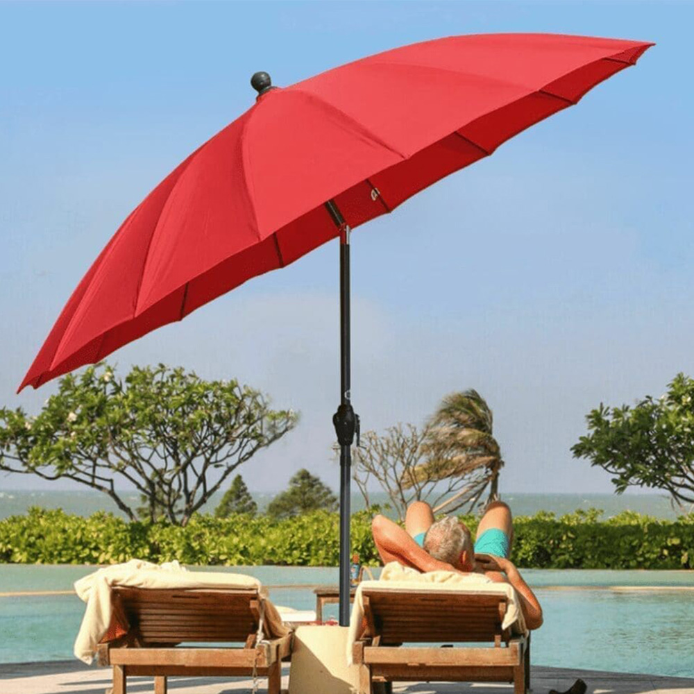 Marco Paul Red Crank and Tilt Aluminium Parasol 2.6m Image 2