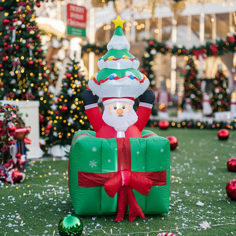 Living and Home Inflatable Liftable Santa Claus with Gift Box LED Christmas Decoration 5.9ft Image 7