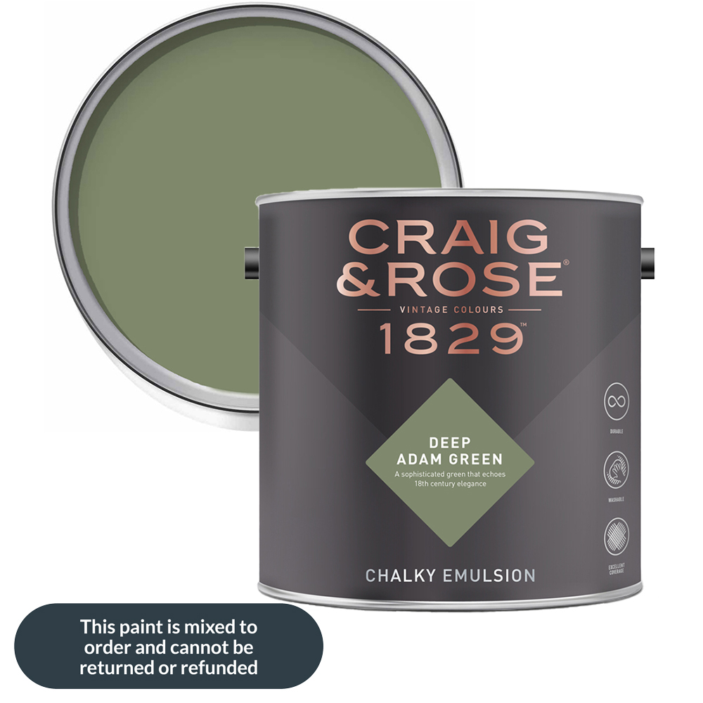 Craig & Rose Walls and Ceilings Deep Adam Green Chalky Matt Emulsion Paint 2.5L Image 1