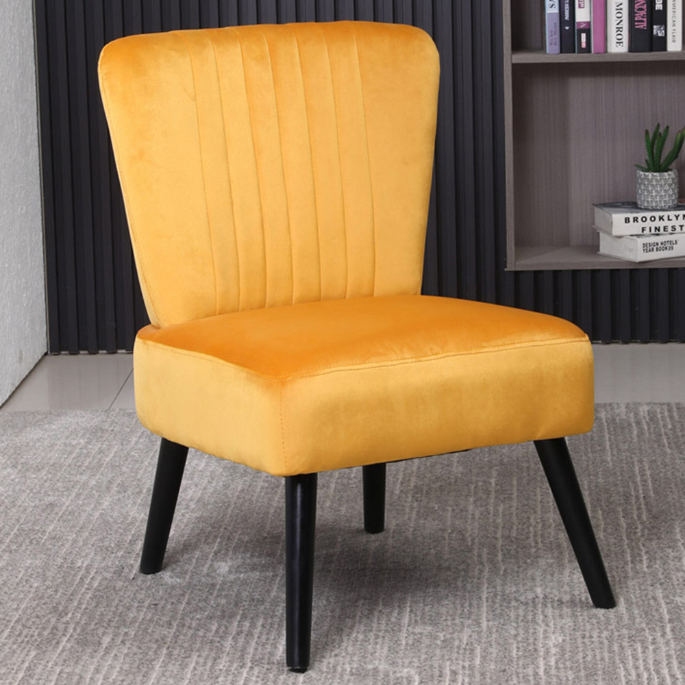 Neo Mustard Yellow Velvet Shell Chair Image 1