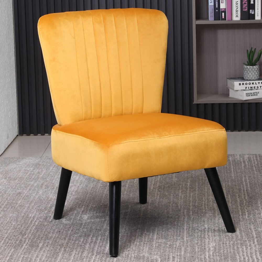 Neo Mustard Yellow Velvet Shell Chair Image 1