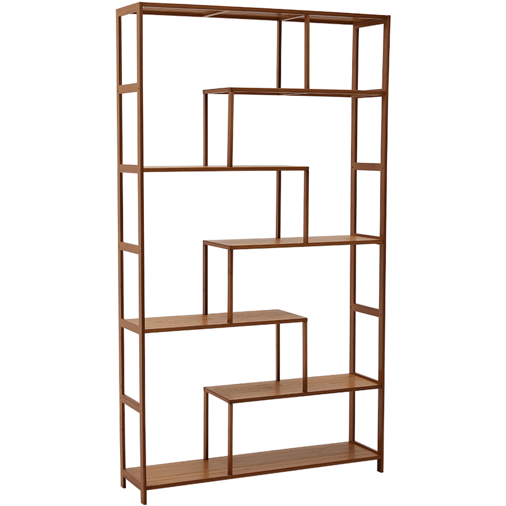 H&O Direct 6 Shelf Geometric Wooden Display Bookcase Image 2