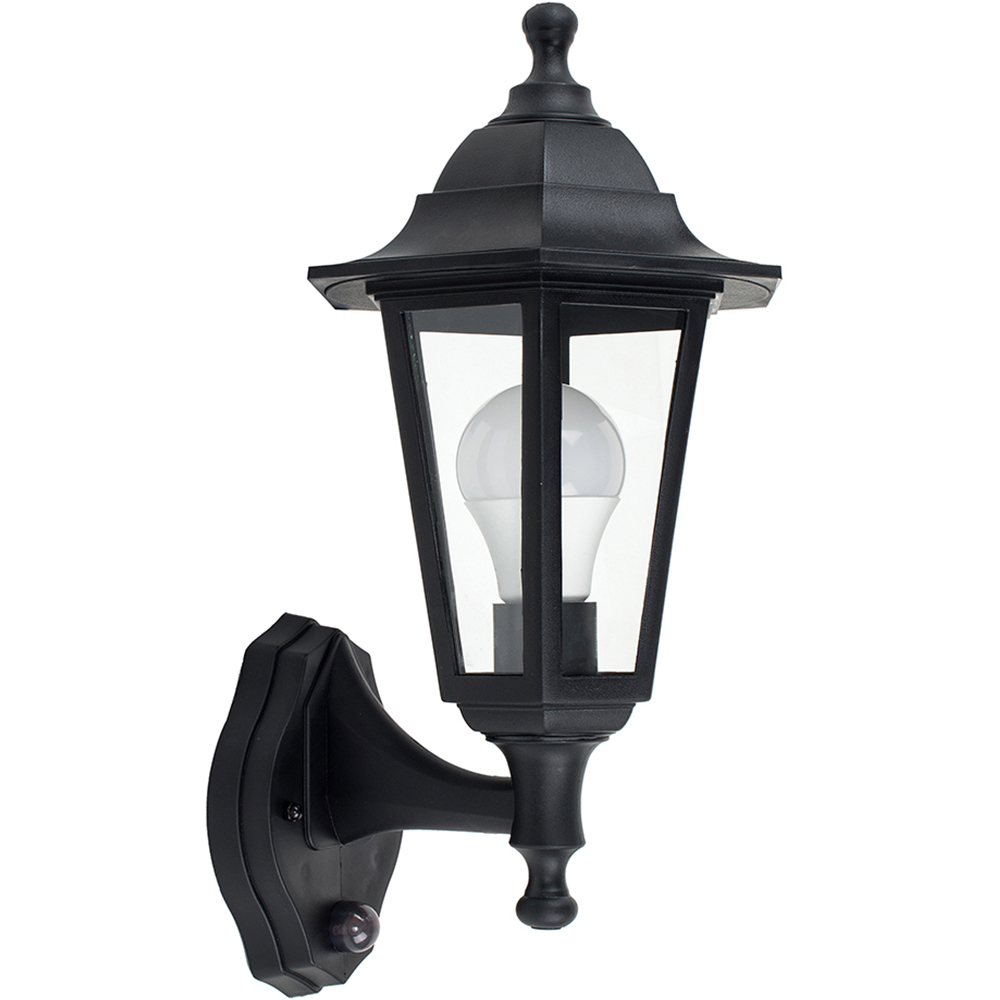 ValueLights Mayfair Set of 2 Black Warm White Bulb PIR Wall Lanterns Image 3