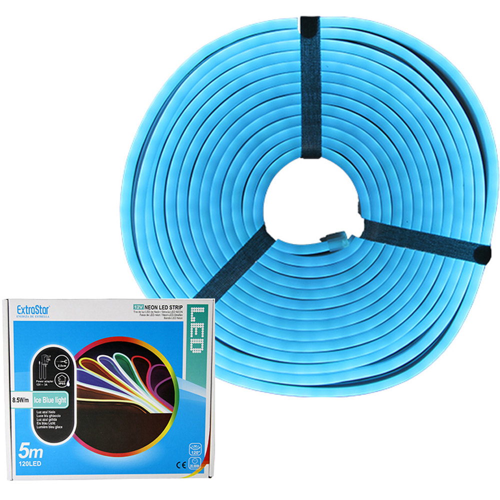 ExtraStar Neon Iced Blue LED Strip with Power Adapter 5m Image 2