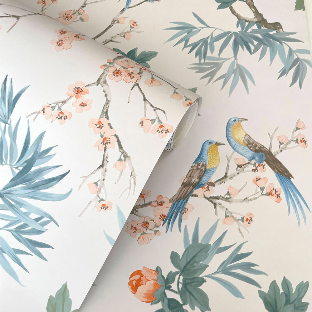 Rasch Amelie Chinoiserie Orange and Blue Wallpaper Image 2