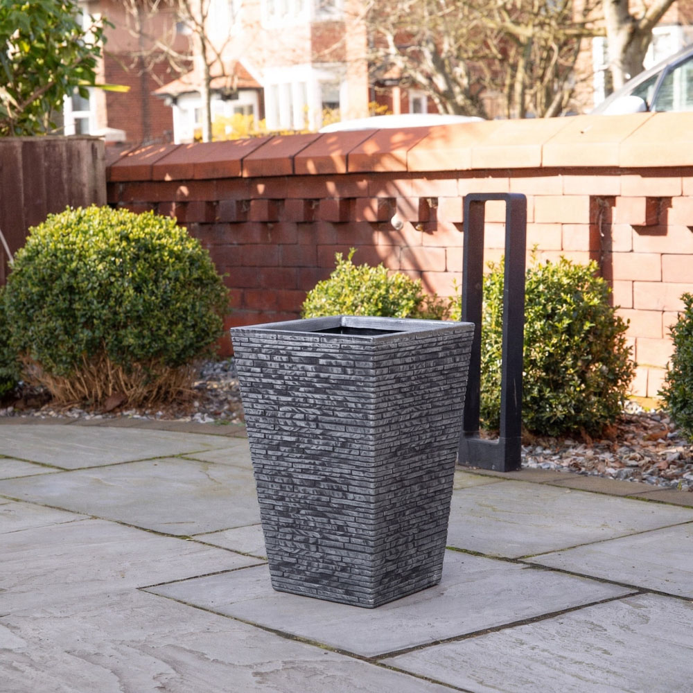 Samuel Alexander Dark Grey Large Square Plastic Slate Effect Garden Planter 30 x 45cm Image 5