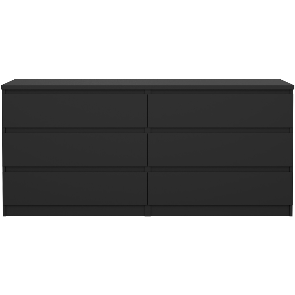 Florence 6 Drawer Black Matt Wide Chest of Drawers Image 3