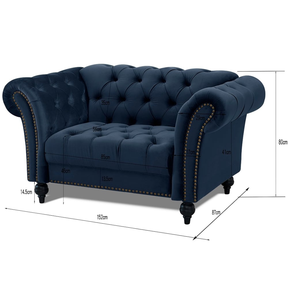 Home Detail Mayfair Midnight Blue Velvet Curved Sofa Chair Image 8