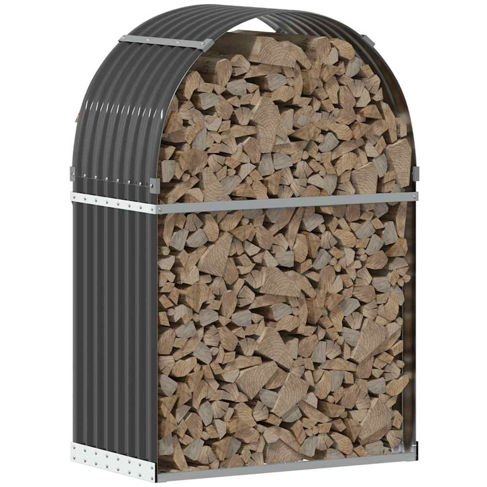 vidaXL Anthracite Galvanised Steel Firewood Log Holder 120 x 80 x 45cm Image 2