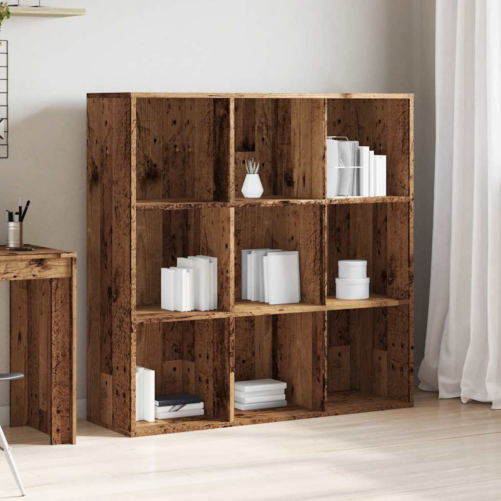 vidaXL 9 Shelf Old Wood Bookcase Image 8