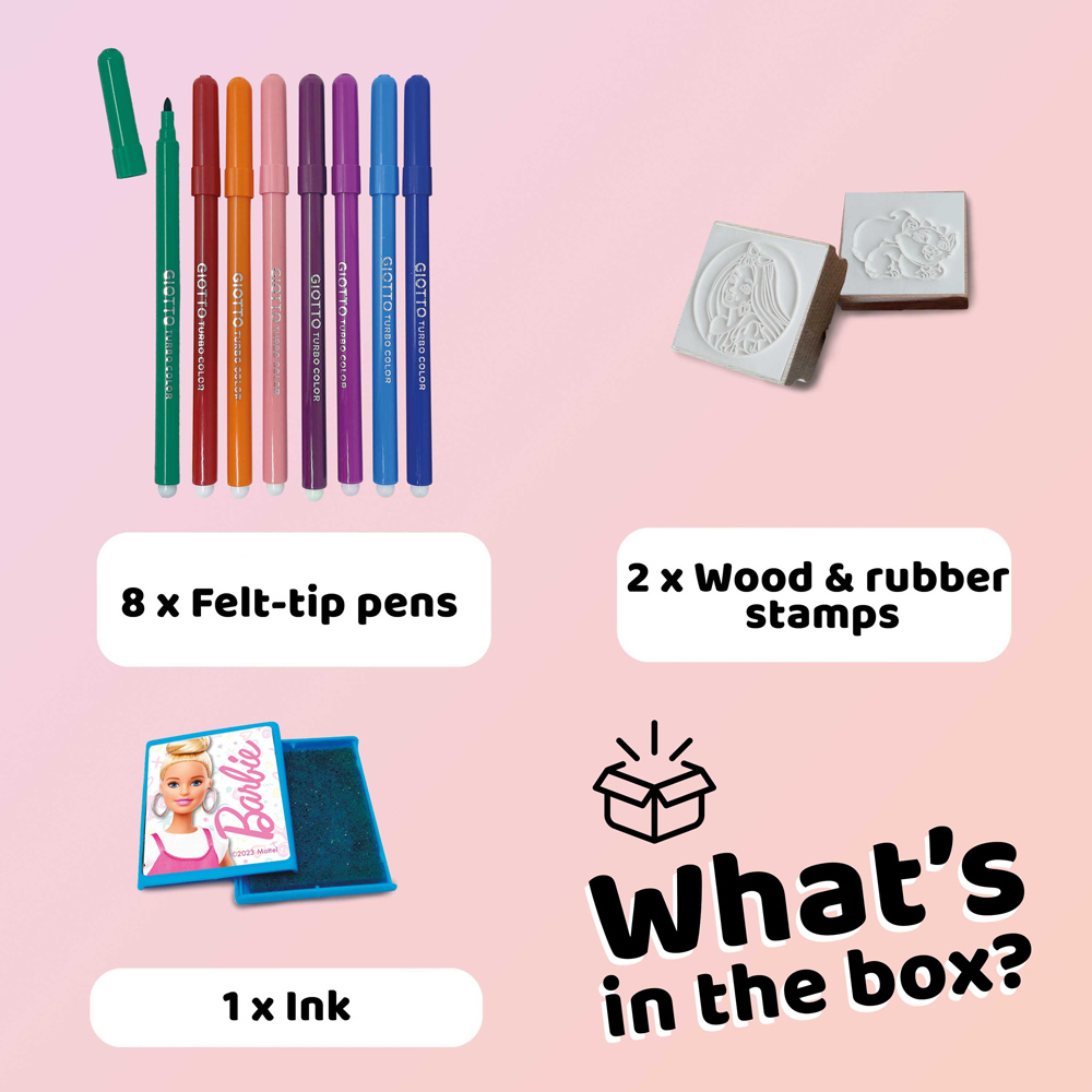 Barbie Blister Kids Craft and Stationery Set with 2 Stamps Image 2