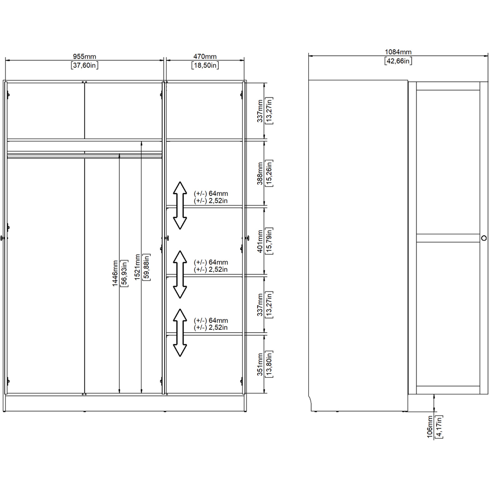 Florence Brande 3 Door Jackson Hickory Oak Wardrobe Image 9