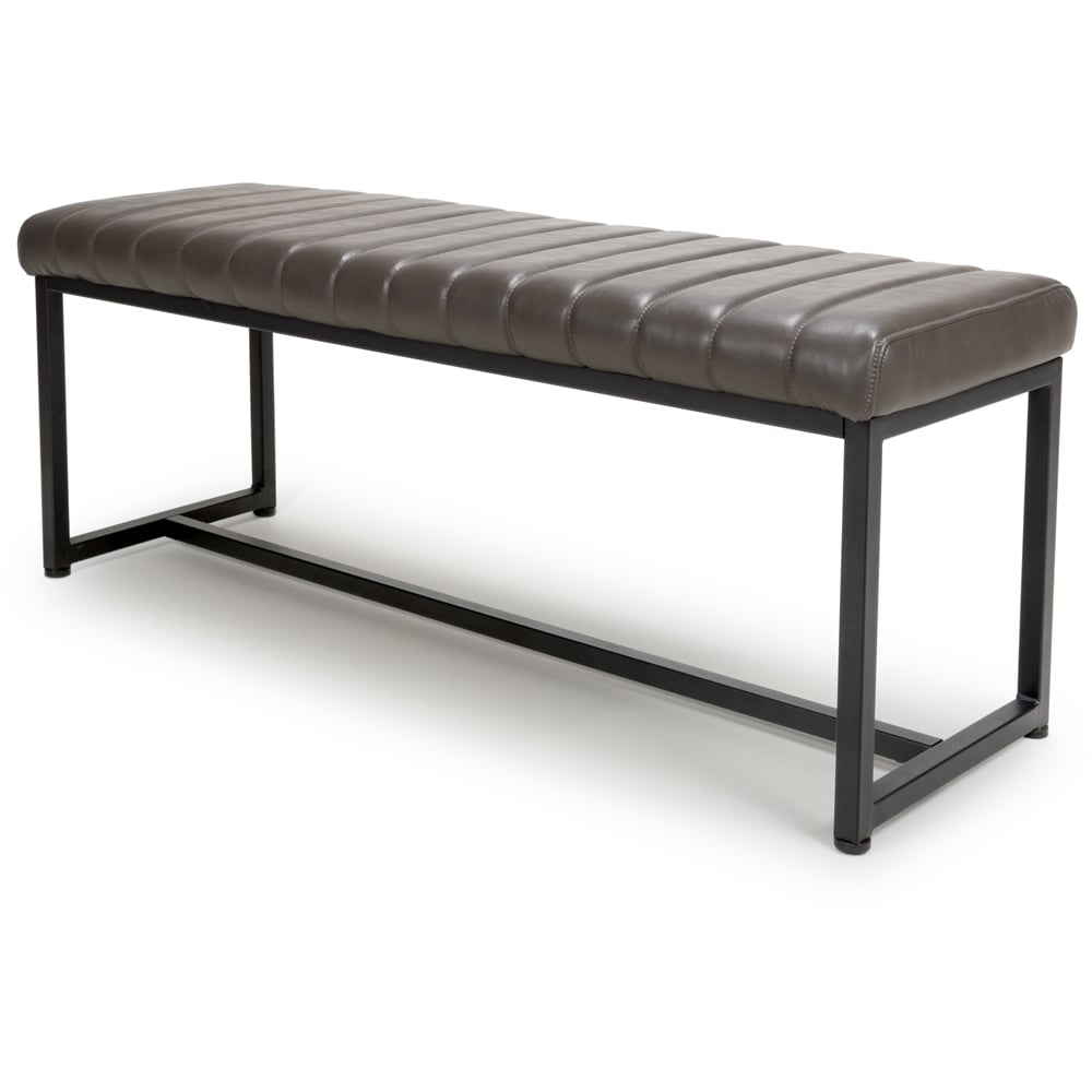 Archer Grey 2 Seater Leather Effect Dining Bench Image 2
