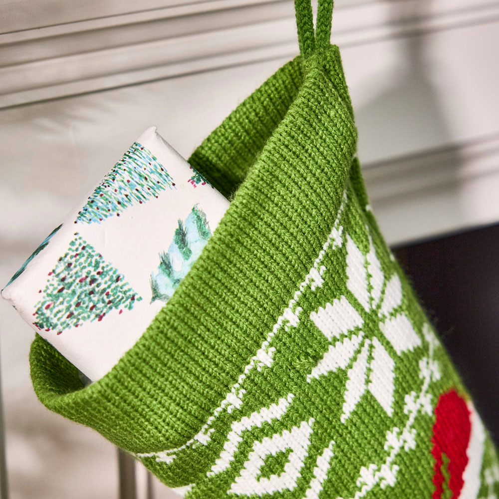 Dibor Green Santa Hats Chunky Knit Christmas Stocking Image 3