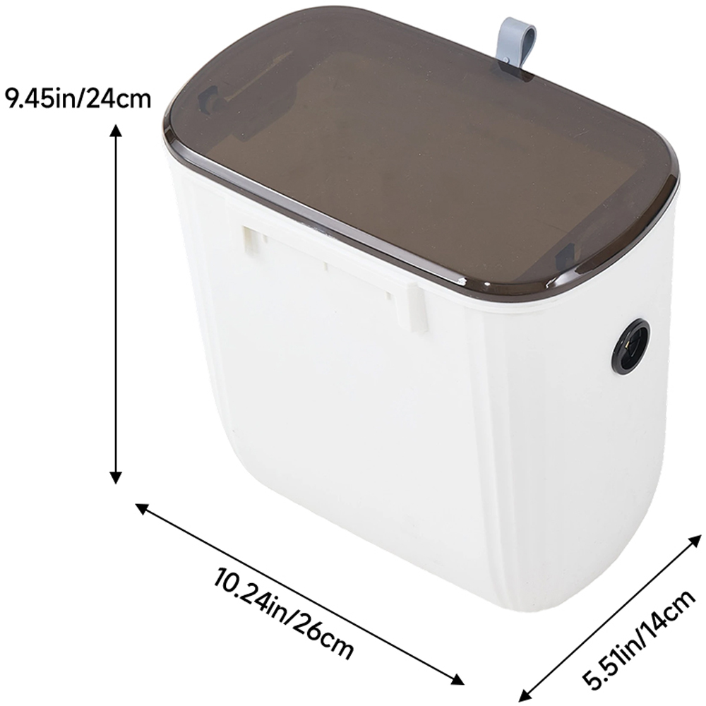 Living and Home White Wall-Mounted Waste Bin with Sealed Lid 9L Image 8