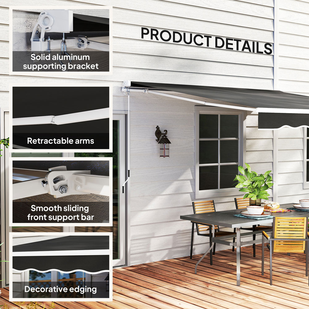 Outsunny 2.5 x 2m Black Retractable Canopy Image 7