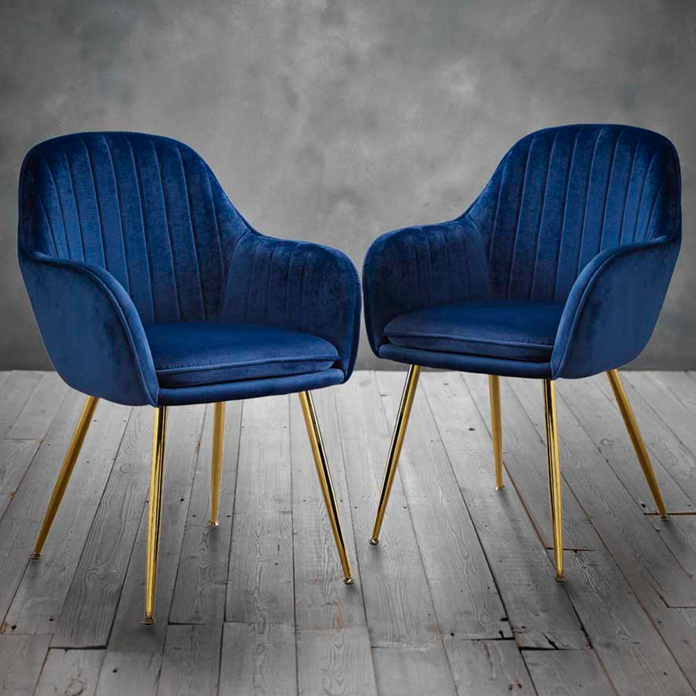 Lara Set of 2 Royal Blue Dining Chair Image 1
