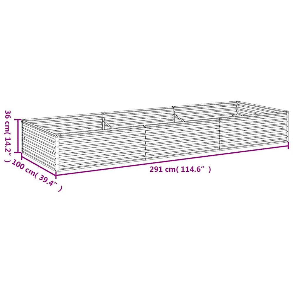 vidaXL Brown Corten Steel Raised Garden Bed 36 x 291 x 100cm Image 6