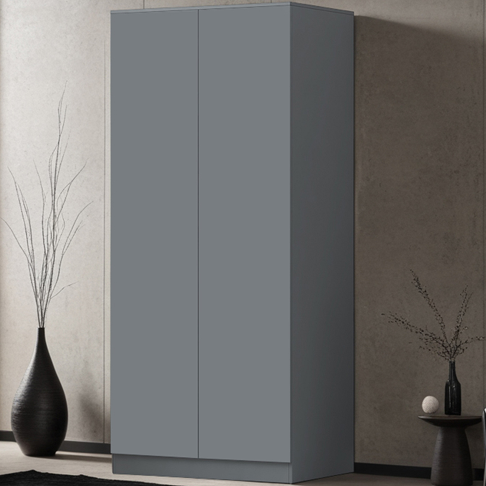 FWStyle Stora 2 Door Matt Grey Wardrobe Image 1