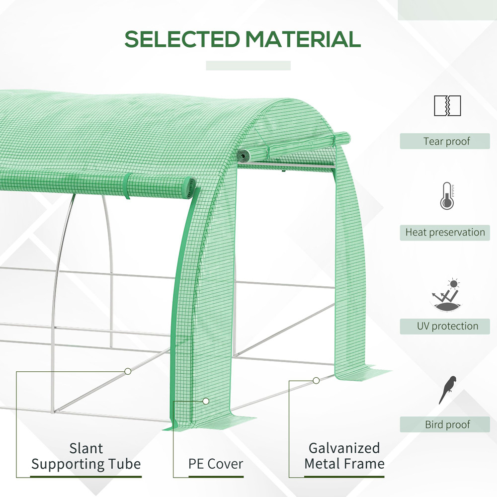 Outsunny Green Plastic 10 x 10ft Polytunnel Greenhouse Image 7