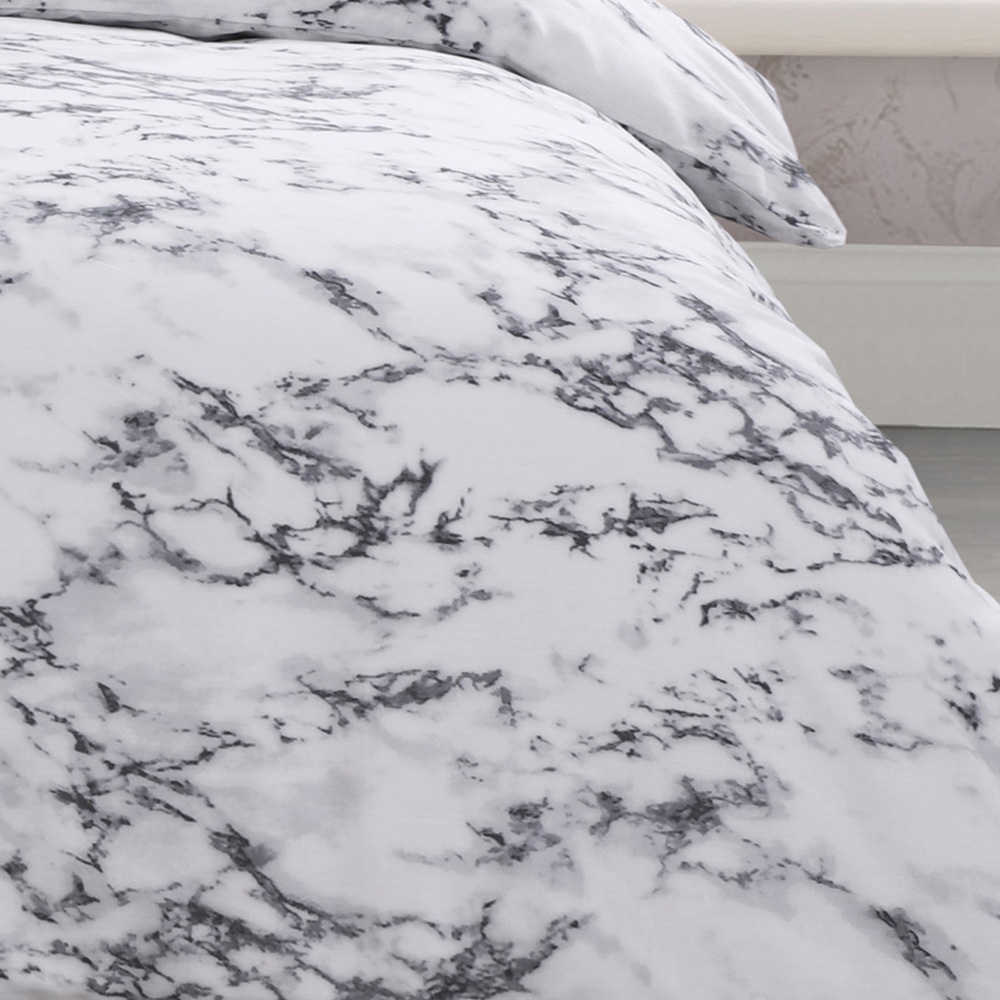 Velosso King Size Grey Marble Effect Duvet Cover Set Image 3