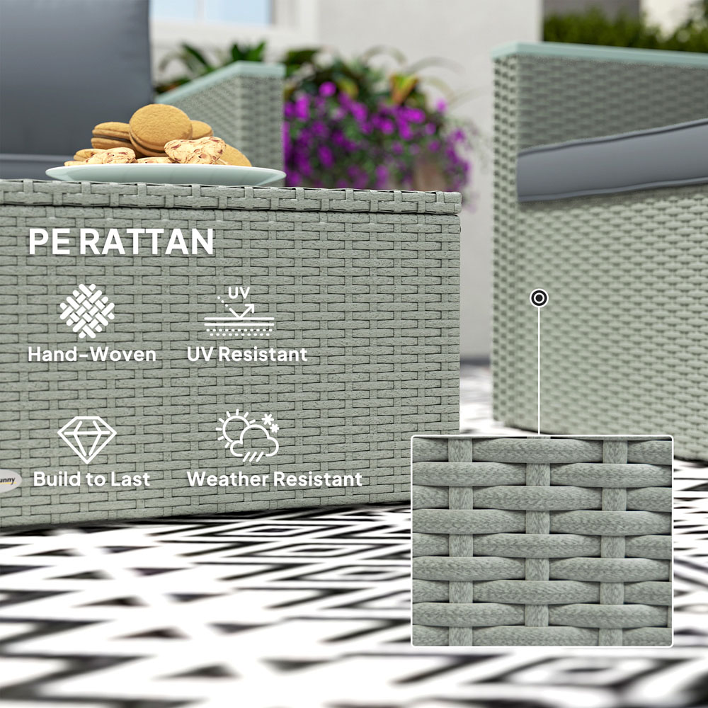 Outsunny 4 Seater Light Grey Rattan Garden Furniture Set Image 7