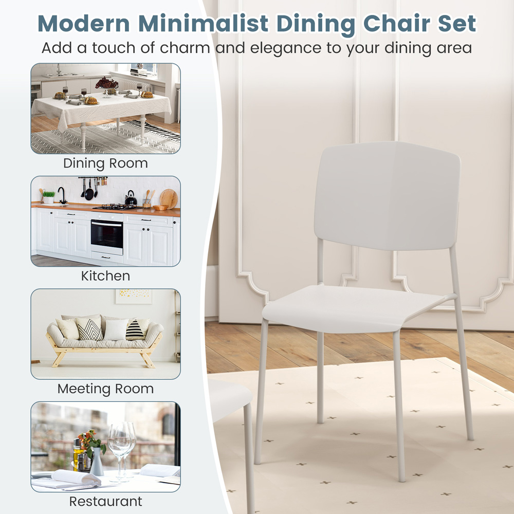 Costway Set of 4 White Stackable Dining Chairs Image 7