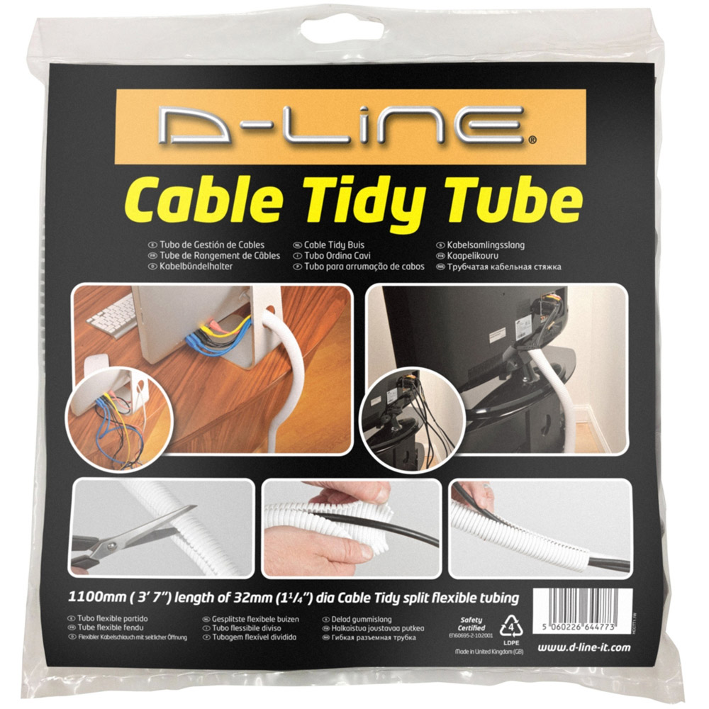 D-Line White Cable Tidy Tube 1.1m Image 1