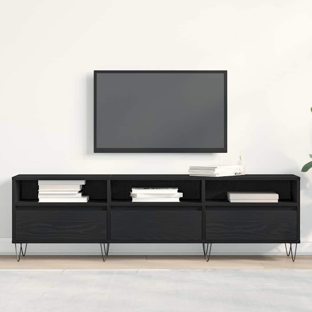 vidaXL 3 Door 3 Shelf Black Oak TV Cabinet Image 1