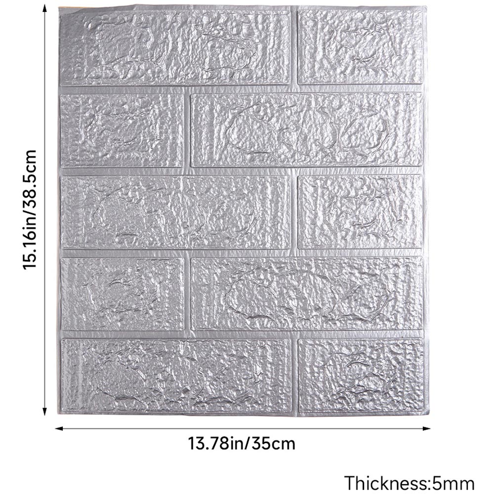 Living and Home 3D Brick Texture Silver Grey Wall Sticker 15 Pack Image 8