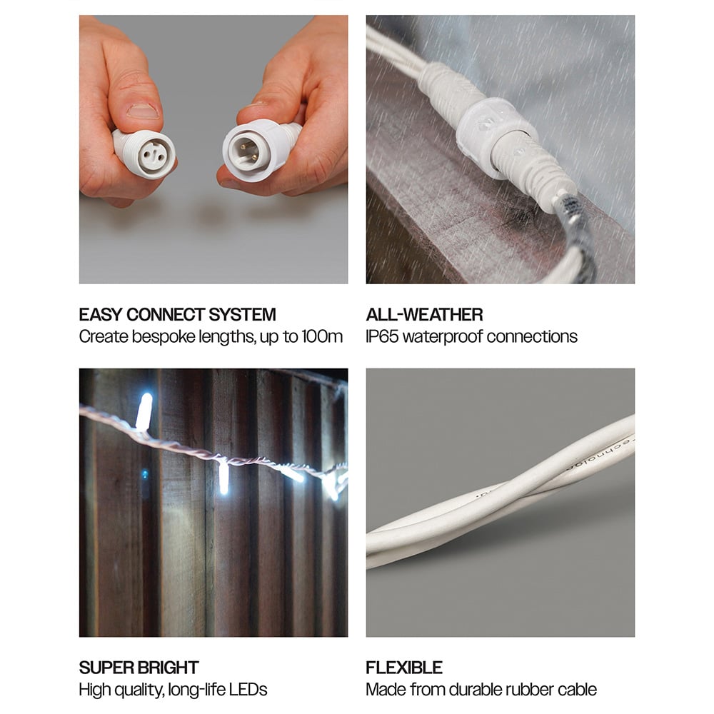 Eagle Connect Cool White LED White String Light 50m Image 4