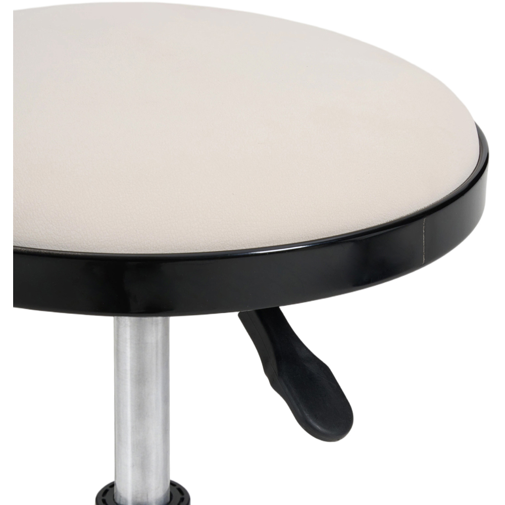 Living and Home Black and Beige PU Leather Height Adjustable Round Rolling Stool Image 2
