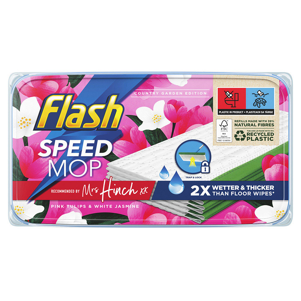 Flash Speedmop Mrs Hinch Pink Tulip Wet Cleaning Wipes 24 Pack Image 1