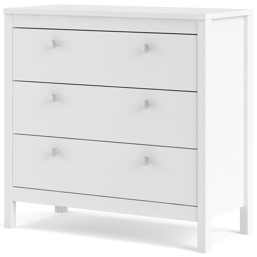 Florence Madrid 3 Drawer White Chest of Drawers Image 3