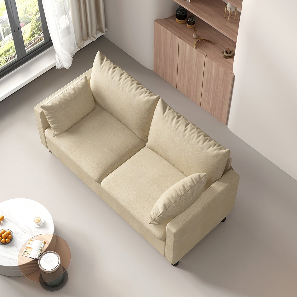 wilko Laura 2 Seater Beige Linen Plush Padded Sofa Image 7