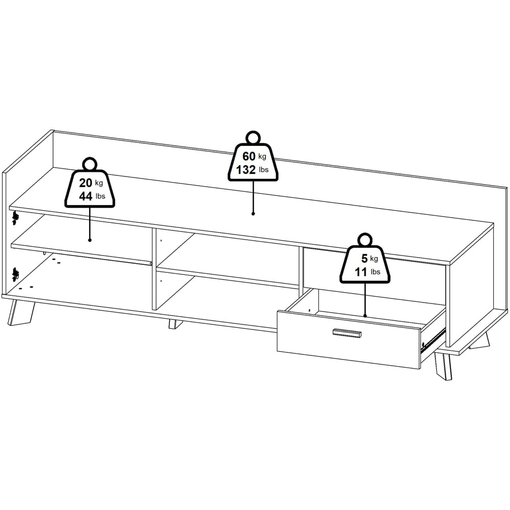 Furniture To Go Ikast Single Door 2 Drawer White and Brown TV Unit Image 7