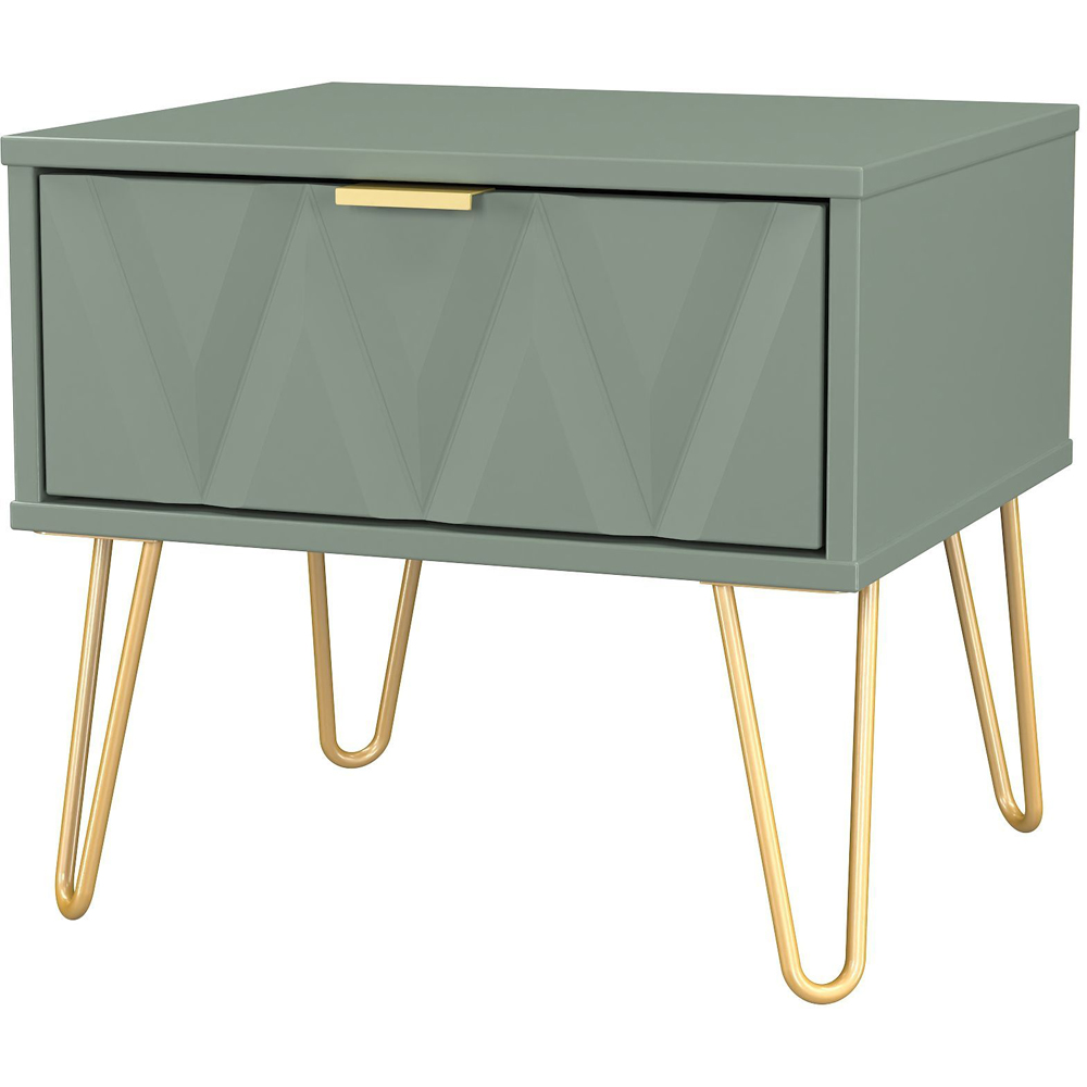 Crowndale Diamond Single Drawer Reed Green Side Table Ready Assembled Image 4