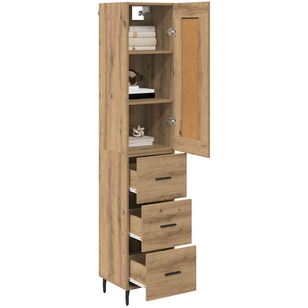 vidaXL Single Door 3 Drawer Artisan Oak Highboard Image 3