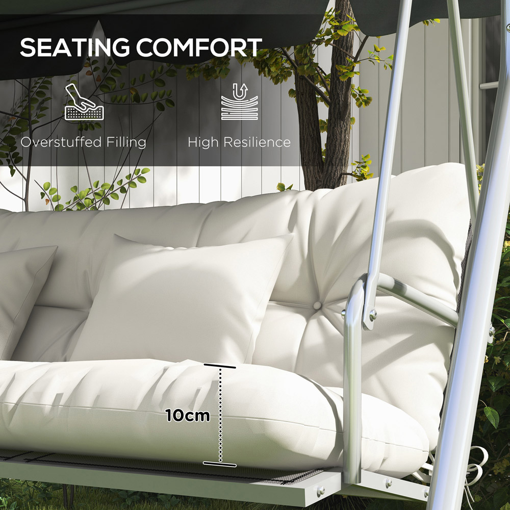 Outsunny White Seat Cushion Replacement with Pillows Set of 4 Image 6