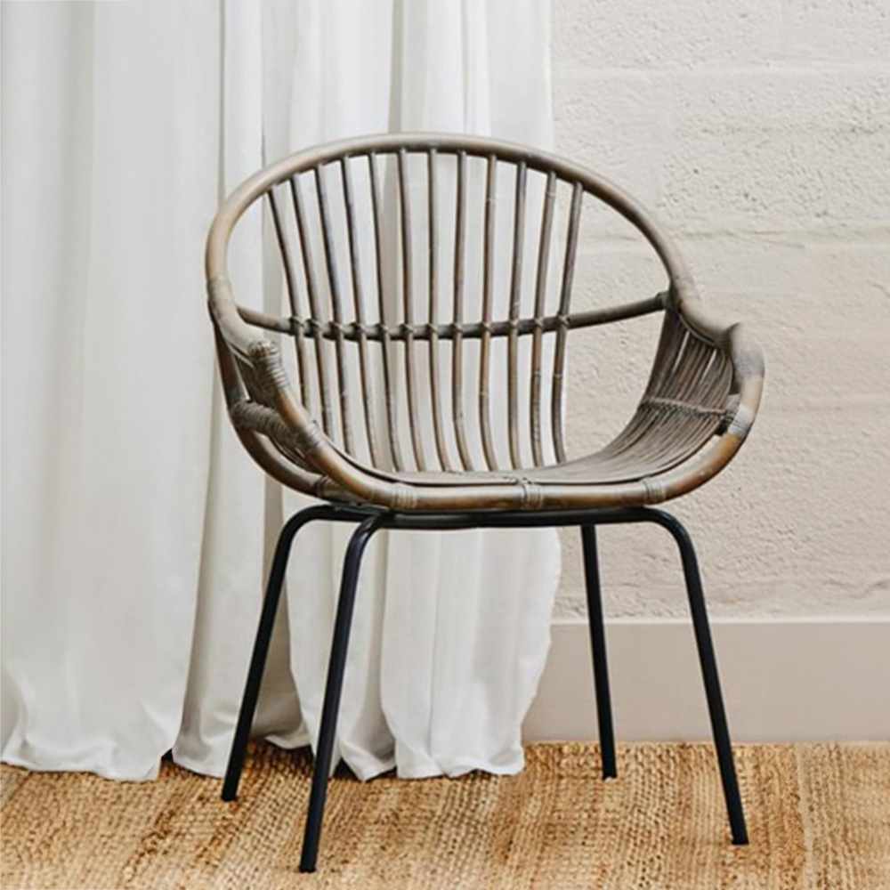 Interiors by Premier Lagom Grey Washed Natural Rattan Chair Image 1