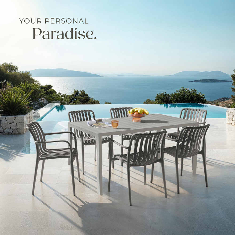 tectake Alcudia Set of 6 Anthracite Garden Chair Image 8