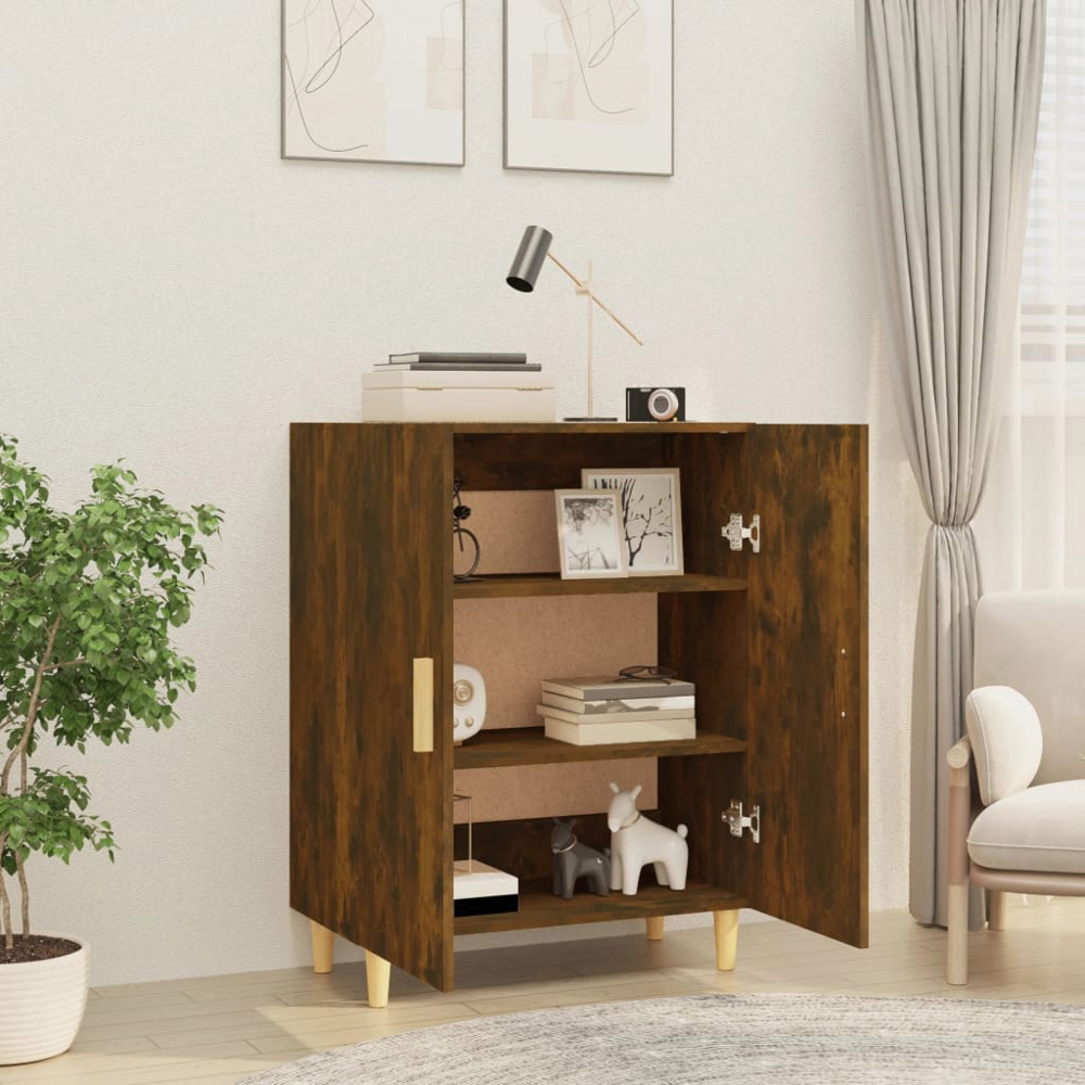 vidaXL 2 Door Smoked Oak Sideboard with Wooden Handles Image 6