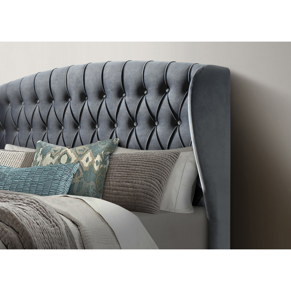 Warwick Double Grey Velvet Ottoman Bed Image 2